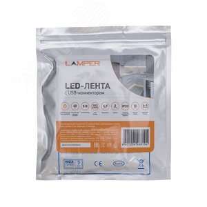 Лента LED с USB-коннектором 5 В IP23 SMD 2835 60 LED/м 2 м теплый белый (2700 K) LAMPER 141-2002 REXANT - 3