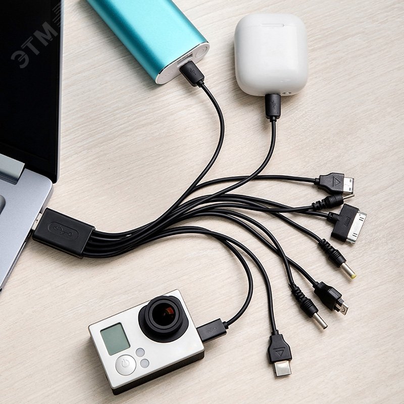 Шнур USB 10 в 1: 5P,5P,DC2.0,micro USB,DC4.5,DC3.5,Samsung G600,iPhone4,micro USB, REXANT 18-1196 REXANT - превью 2