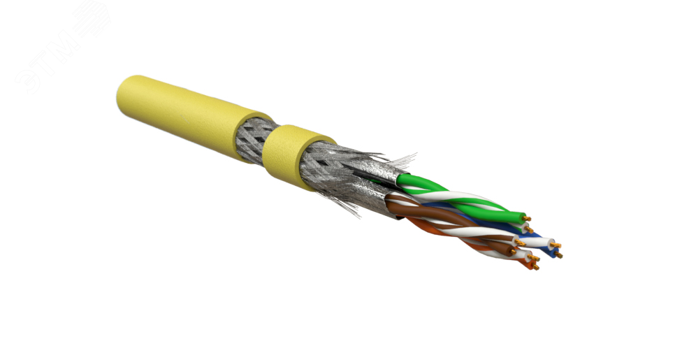 Кабель для сетей Industrial Ethernet. категория 7. 4x2x26 AWG. многопроволочные жилы (patch). S/FTP. PVC. Желтый ISFTP4-C7-P26/7-PVC-YL Hyperline