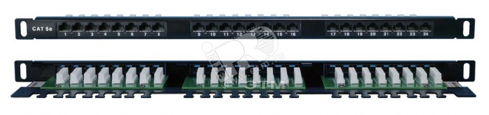 Патч-панель высокой плотности 19' 0.5U 24 порта RJ45 категория 5E Dual IDC 244076 Hyperline