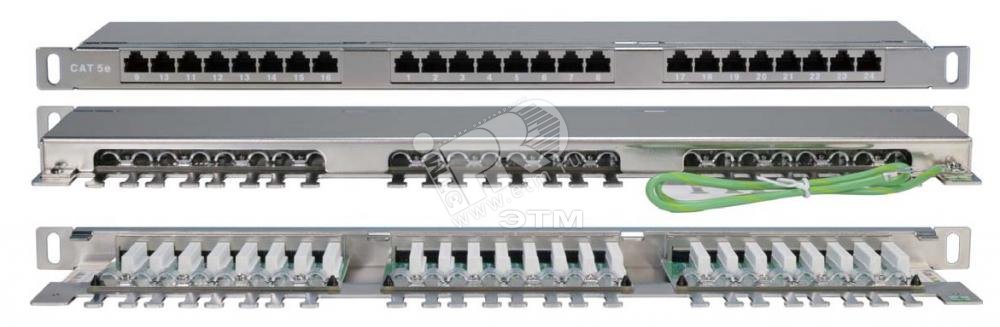 Патч-панель высокой плотности 19' 0.5U 24 порта RJ45 категория 5E Dual IDC экранированная 244077 Hyperline