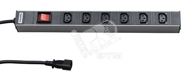 Блок розеток для 19 шкафов горизонтальный 6 IEC 320 10 A выключатель шнур IEC 320 C14 2.5м 26411 Hyperline