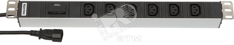 Блок розеток для 19'' шкафов горизонтальный 6 розеток IEC 320 10 A 2.5м 26412 Hyperline