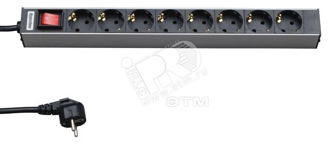 Блок розеток для 19' шкафов горизонтальный 8 розеток SHT19-8SH-S-2.5EU 26450 Hyperline
