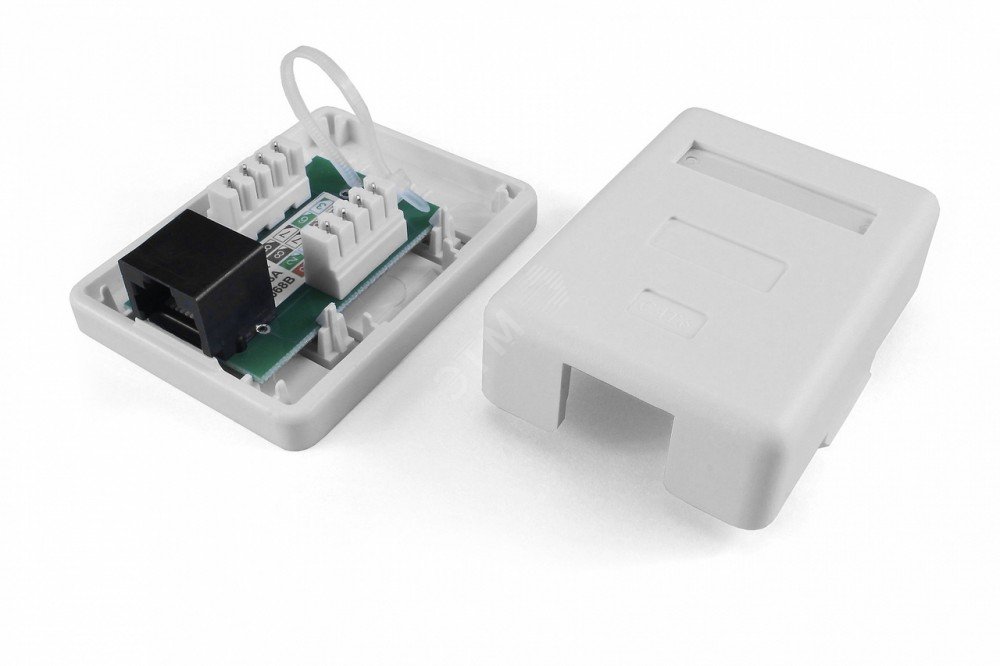 Изображение товара Розетка компьютерная RJ-45 8P8C категория 5e Hyperline накладная белая