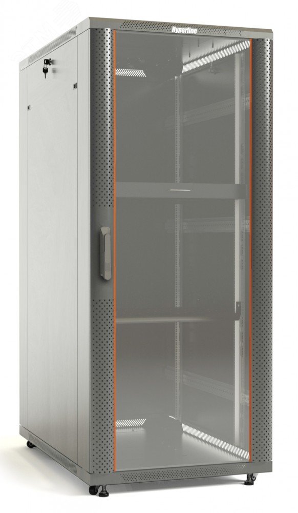 Шкаф напольный 19-дюймовый 32U1610х600х1000 мм(ВхШхГ)передняя стеклянная дверь TTB-3261-AS-RAL7035 Hyperline
