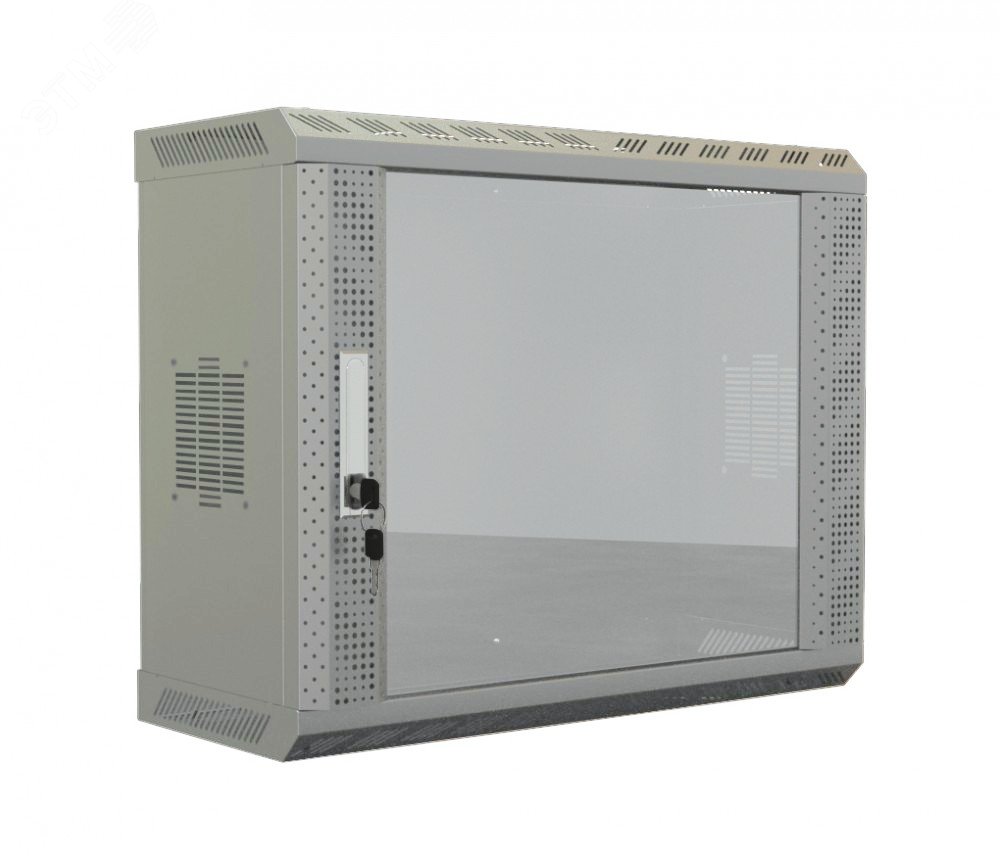 Шкаф настенный 19-дюймовый. 6U. 367х600х250. со стеклянной дверью. несъемные боковые панели. цвет серый (RAL 7035) (собранный) TWS-0625-GP-RAL7035 Hyperline