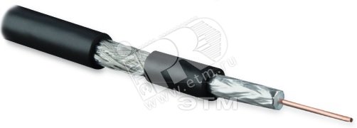 Кабель коаксиальный SAT703N 75 Ом жила - 17 AWG (1.13 мм медь solid) экран - фольга+оплетка (луженная медь 45%) общий диаметр 6.6мм изоляция PVC черный (бухта 100 м) 49101 Hyperline