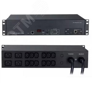 Блок розеток управляемый ATS 19, с SNMP-интерфейсом для IP-контроллера, горизонтальный, 2U, 12 розеток IEC320 C13, 4 розетки IEC320 C19, 220V, 32А, кабель питания 3х6.0 кв.мм, 3 м