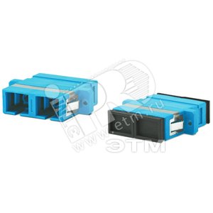 Адаптер оптический проходной SC/UPC-SC/UPC SM duplex корпус пластиковый синие и черные колпачки
