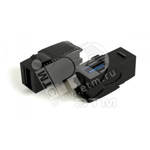 Вставка Keystone Jack проходной адаптер USB 3.0 (Type A) 90град. ROHS черная 251219 Hyperline