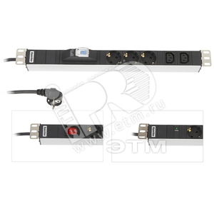 Блок розеток 9 розеток + 3 * IEC320 C13 выключатель шнур 2.5м (723 * 44.4 * 44.4 мм)