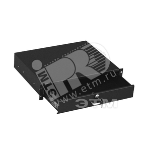 Ящик для документов 2U глубиной 360 мм с замком цвет черный (RAL 9004)