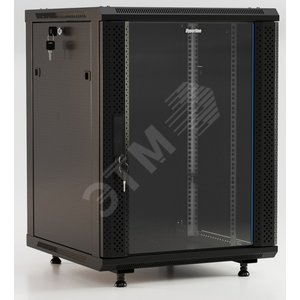 Шкаф настенный 19-дюймовый 12U 650x600х600мм металлическая передняя дверь с замком две боковые панели с возможностью установки на ножки цвет черный (RAL 9004) (разобранный)