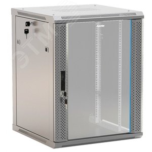 Шкаф настенный 19-дюймовый 4U 278x600х450мм стеклянная дверь с перфорацией TWB-0445-GP-RAL7035 Hyperline