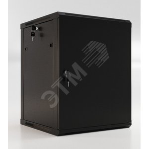 Шкаф настенный 19-дюймовый (19') 18U 908x600х600мм металлическая передняя дверь с замком две боковые панели цвет черный (RAL 9004) (разобранный)