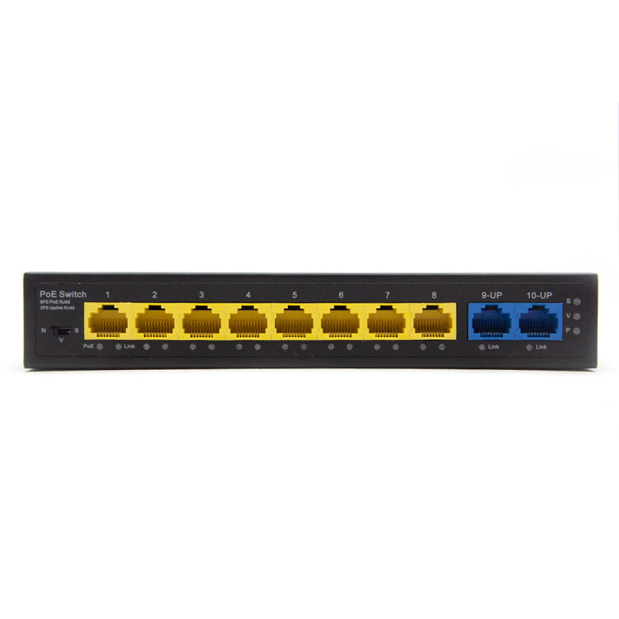Коммутатор неуправляемый 8x100Мбит/с (RJ45 с PoE+), 2x100Мбит/с (RJ45) 96Вт