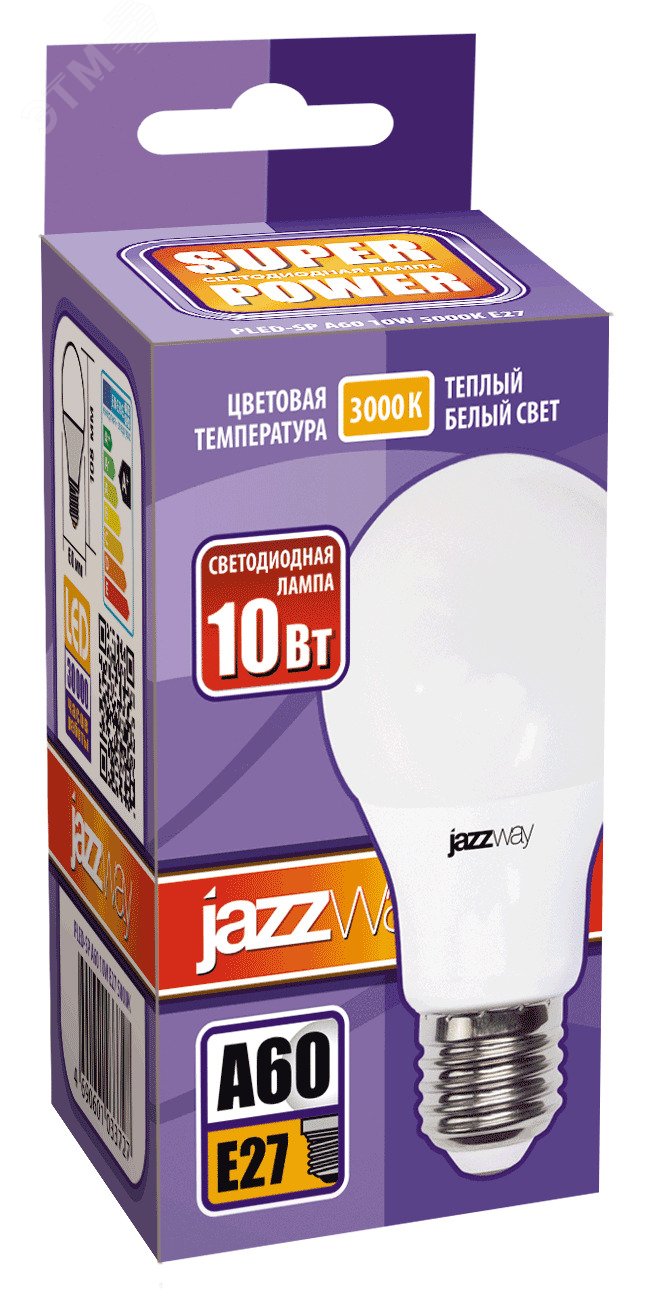 Лампа светодиодная LED 10Вт E27 230V/50Hz теплый матовая груша SP 1033697 JazzWay - превью 2