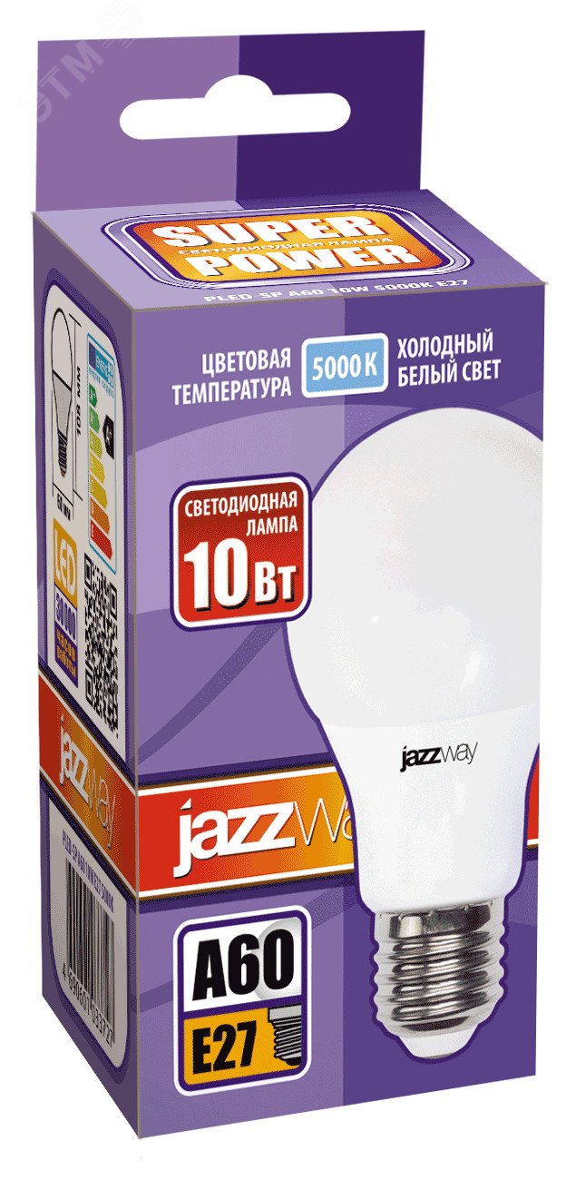 Лампа светодиодная LED 10Вт E27 230V/50Hz холодный матовая груша SP 1033727 JazzWay - превью 2
