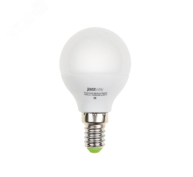 Лампа светодиодная LED 5Вт E14 400Лм теплый матовая шар 230V/50Hz ECO 1036896A JazzWay - превью