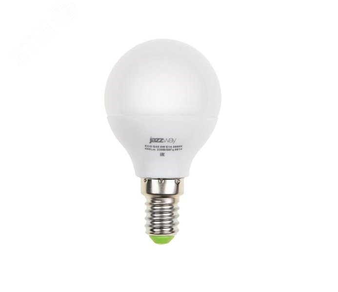 Лампа светодиодная LED 5Вт E14 400Лм белый матовая шар 230V/50Hz ECO 1036926A JazzWay - превью