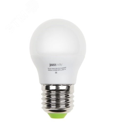 Лампа светодиодная LED 5Вт E27 400Лм белый матовая шар 230V/50Hz ECO 1036988A JazzWay - превью
