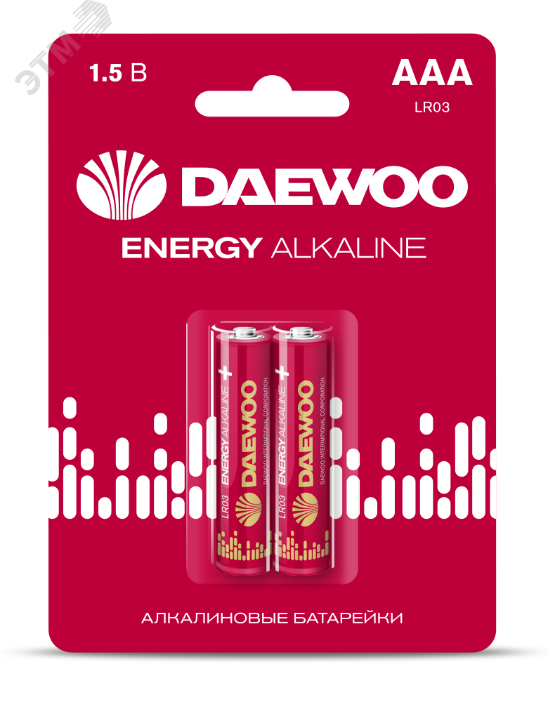 Изображение товара Элемент питания LR03 (AAА) DAEWOO Energy Alkaline блистер, 2 шт. (шт)