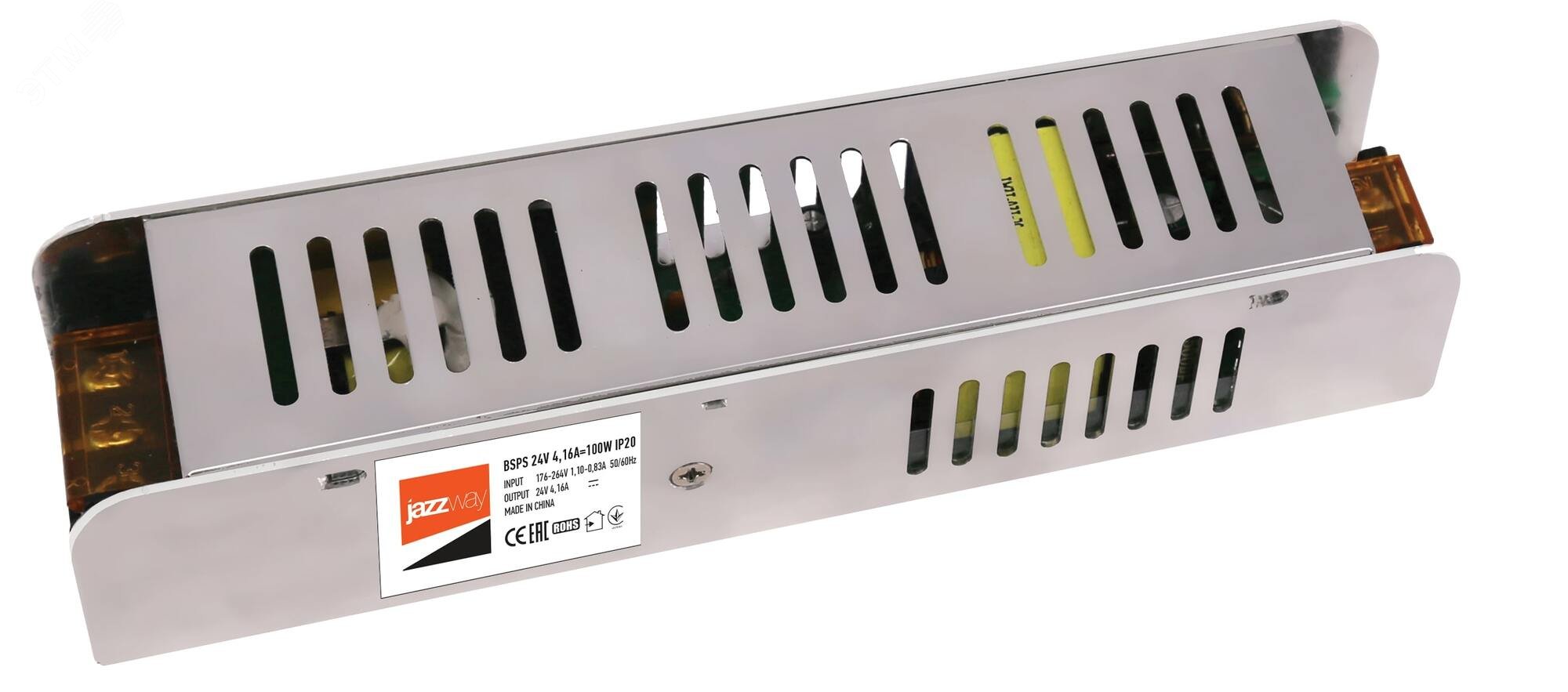 Изображение товара Драйвер для светодиодных лент BSPS 24V 4,16A 100W IP20 Jazzway