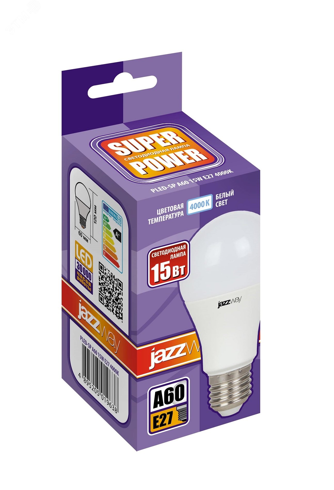 Лампа светодиодная LED 15w E27 4000K груша 230/50 Jazzway 5019638 JazzWay - превью 2