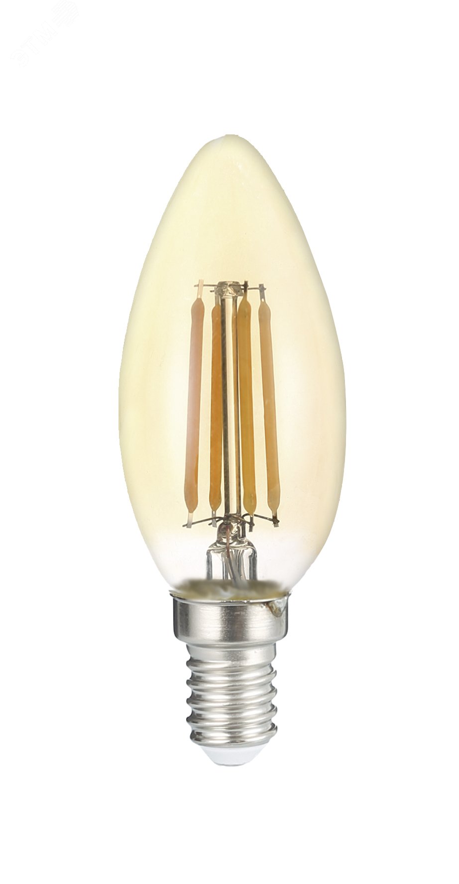 Лампа сетодиодная декоративная LED 6w E14 4000K свеча золотая филамент 230/50 Jazzway 5020665 JazzWay - превью