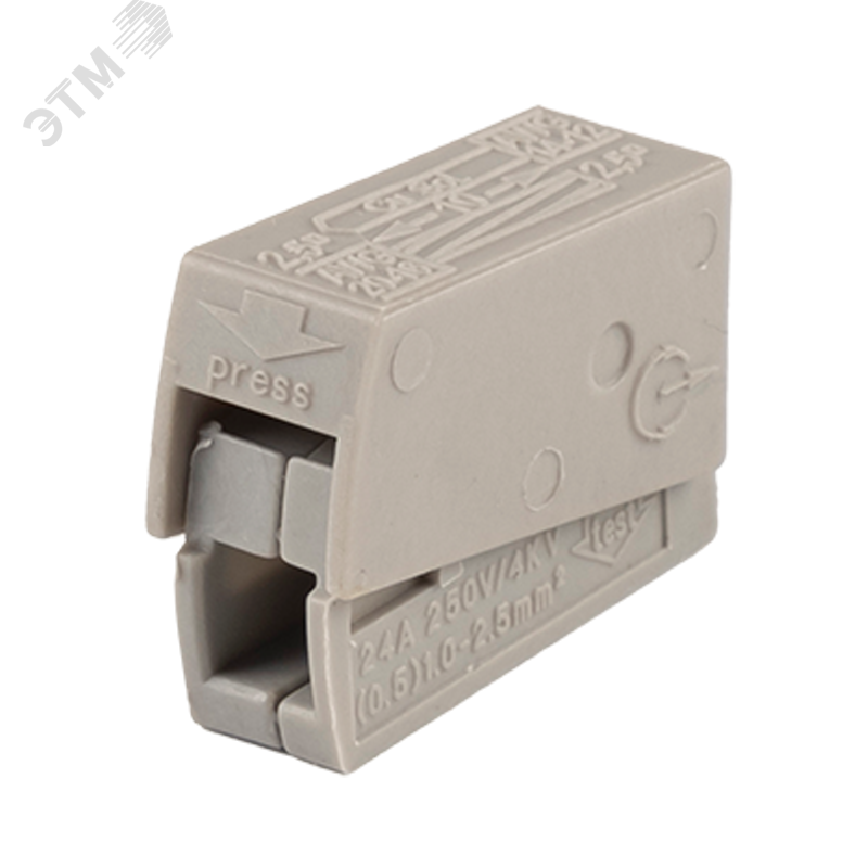 Клеммы монтажные для подключения светильников PTC-2P 224-101 400V 24A 0,5-2,5 mm2 / 100 шт. 5051294 JazzWay - превью