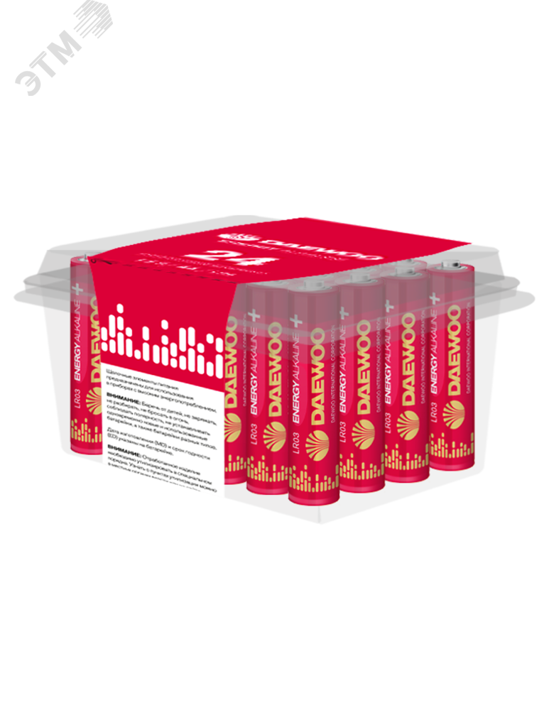 Изображение товара Элемент питания LR03 (AAА) DAEWOO Energy Alkaline, упаковка 24 шт. (шт)