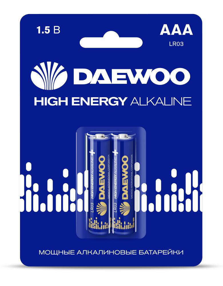 Элемент питания LR03 (AAА) DAEWOO High Energy Alkaline блистер, 2 шт.