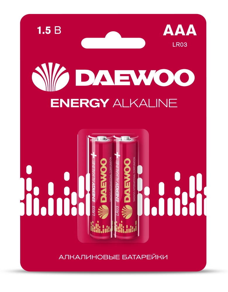Элемент питания LR03 (AAА) DAEWOO Energy Alkaline блистер, 2 шт.