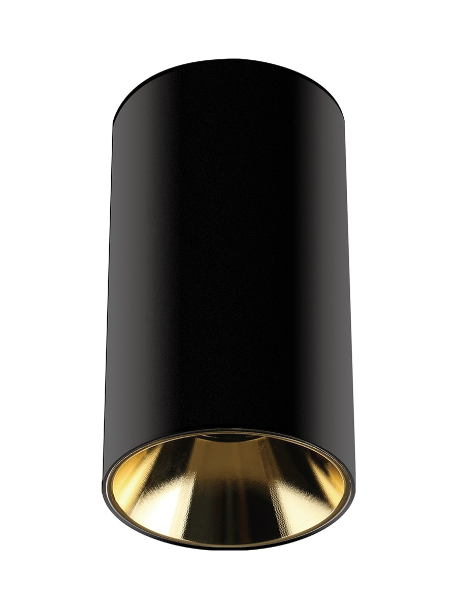 Светильник светодиодный ДПО GU10 без лампы круглый черный корпус золотой рефлектор