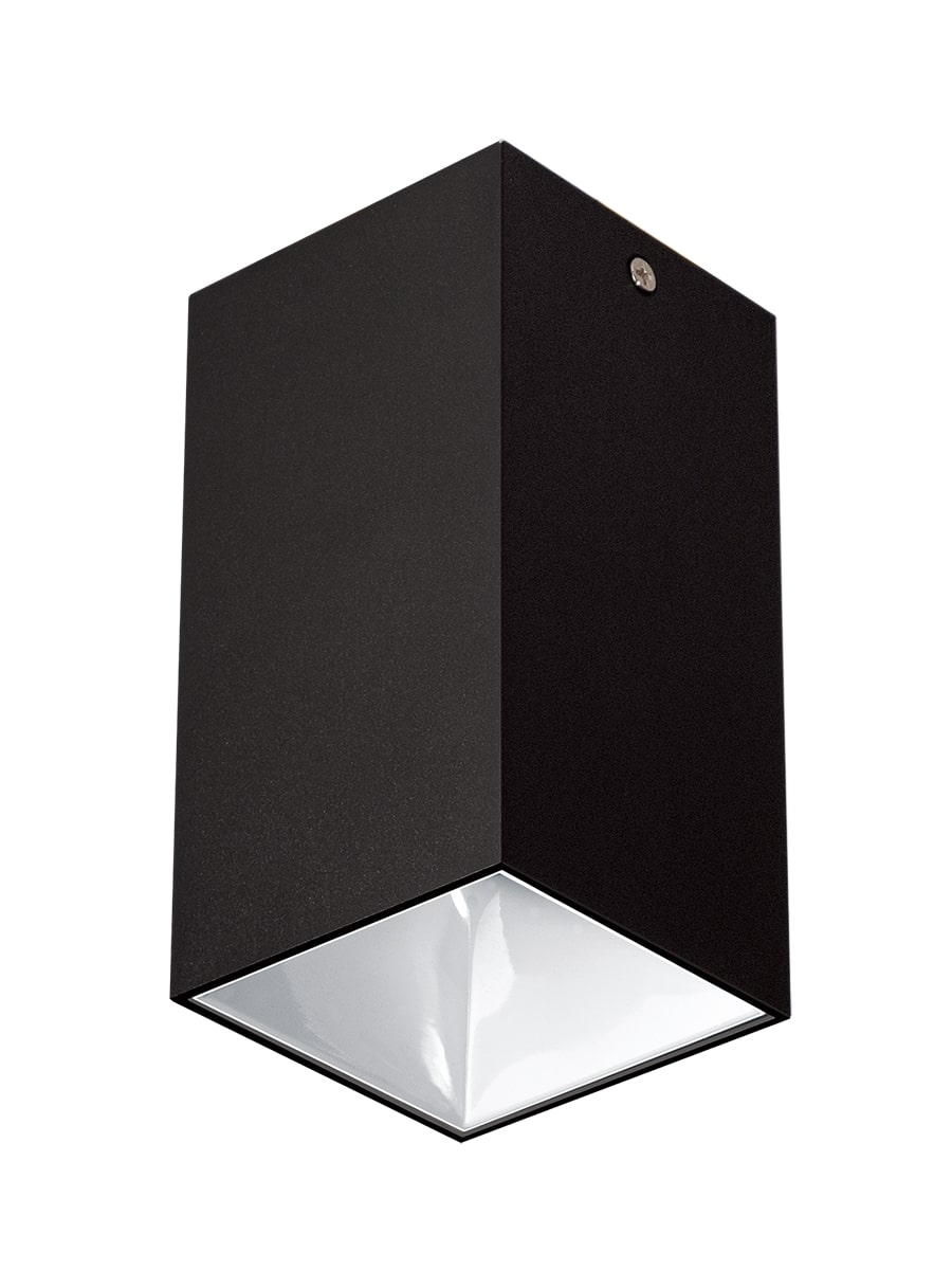 Светильник светодиодный ДПО GU10 без лампы квадратный черный корпус белый рефлектор