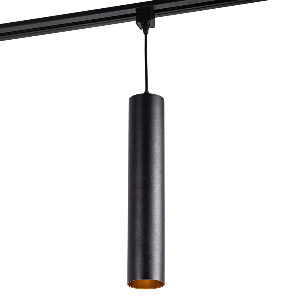 Светильник светодиодный трековый на шинопровод ДПО-10Вт 3000К 400х75 корпус алюминий черный на подвесе 1м IP40