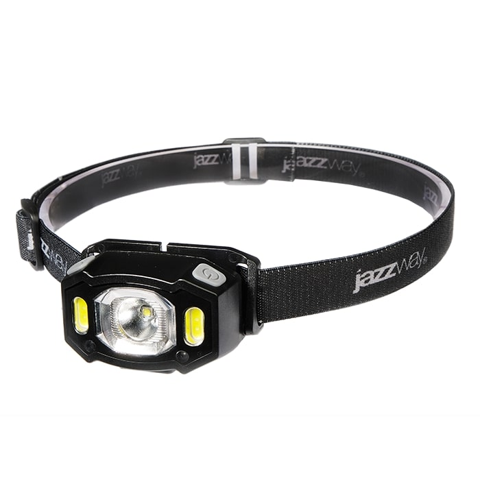 Фонарь налобный 5Вт LED + 2 x RED SMD ABS-пластик нейлон 5 режимов работы управление жестами дальность до 65м заряд microUSB в комплекте IP54
