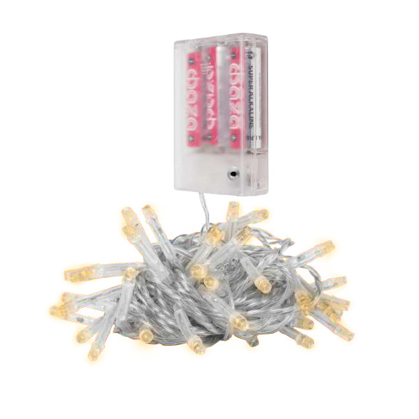 Гирлянда светодиодная нить DC-G01-80Y, 80 желтых LED, 7.8 м, 8 режимов, 3xAA