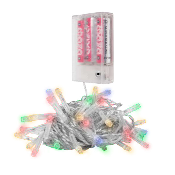 Гирлянда светодиодная нить DC-G01-80M, 80 мультицвет LED, 7.8 м, 8 режимов, 3xAA