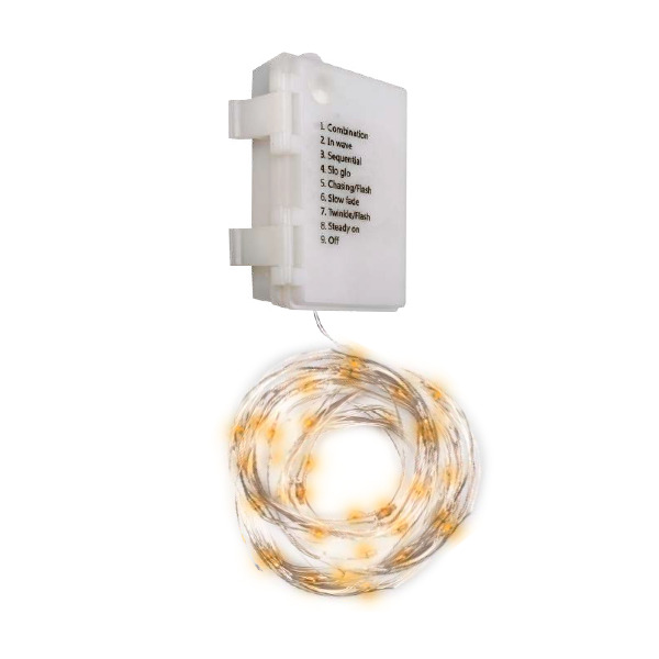 Гирлянда светодиодная Роса DC-G03-120Y, 120 желтых microLED, 12.1 м, 8 режимов, 3xAA ФAZA