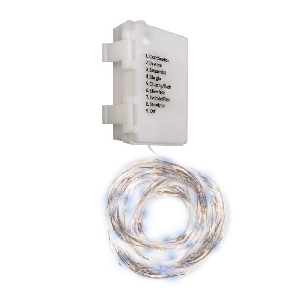 Гирлянда светодиодная Роса DC-G03-120W, 120 белый microLED, 12.1 м., 8 режимов, 3xAA ФAZA