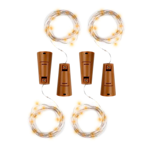 Гирлянды светодиодные Роса гирлянды с пробкой DC-G04-20MS4, комплект 4 штук, мультицвет, 20 LED, 3xAG13