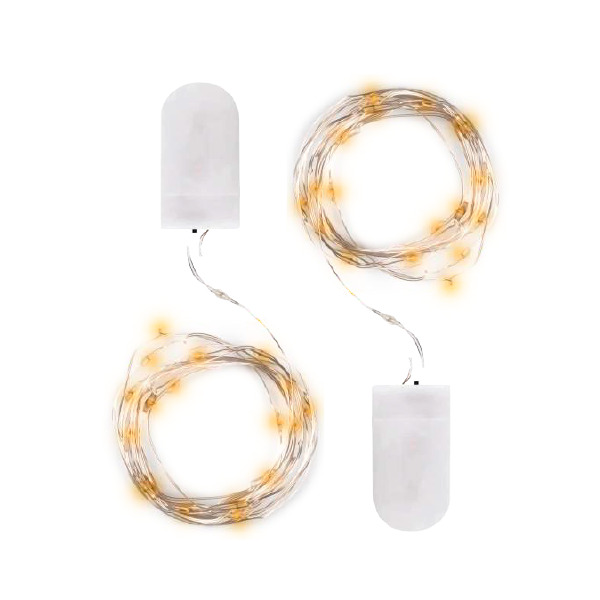 Гирлянда светодиодная Роса DC-G05-20YS2, комплект 2 штук, желтый 20 LED, 2xCR2032