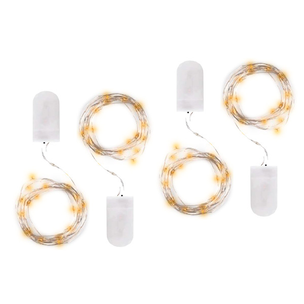 Гирлянда светодиодная Роса DC-G05-20YS4, комплект 4 штук, желтый 20 LED, 2xCR2032