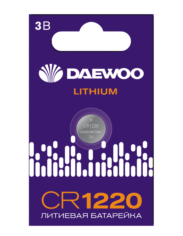 Элемент питания батарейка таблетка литиевая типоразмер 1220 CR1220 DAEWOO Lithium BL-1 Jazzway