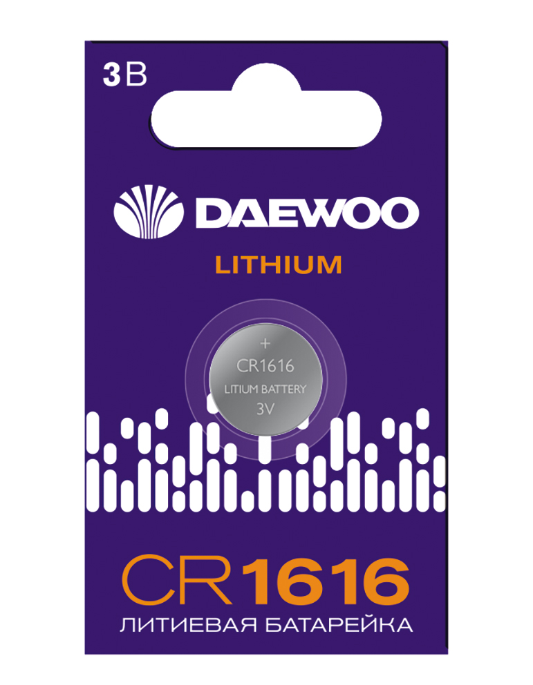 Элемент питания батарейка таблетка литиевая типоразмер 1616 CR1616 DAEWOO Lithium BL-1 Jazzway