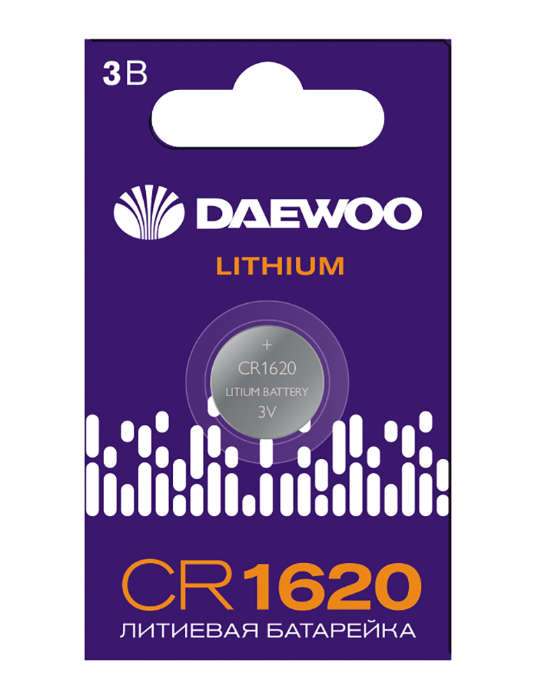 Элемент питания батарейка таблетка литиевая типоразмер 1620 CR1620 DAEWOO Lithium BL-1 Jazzway