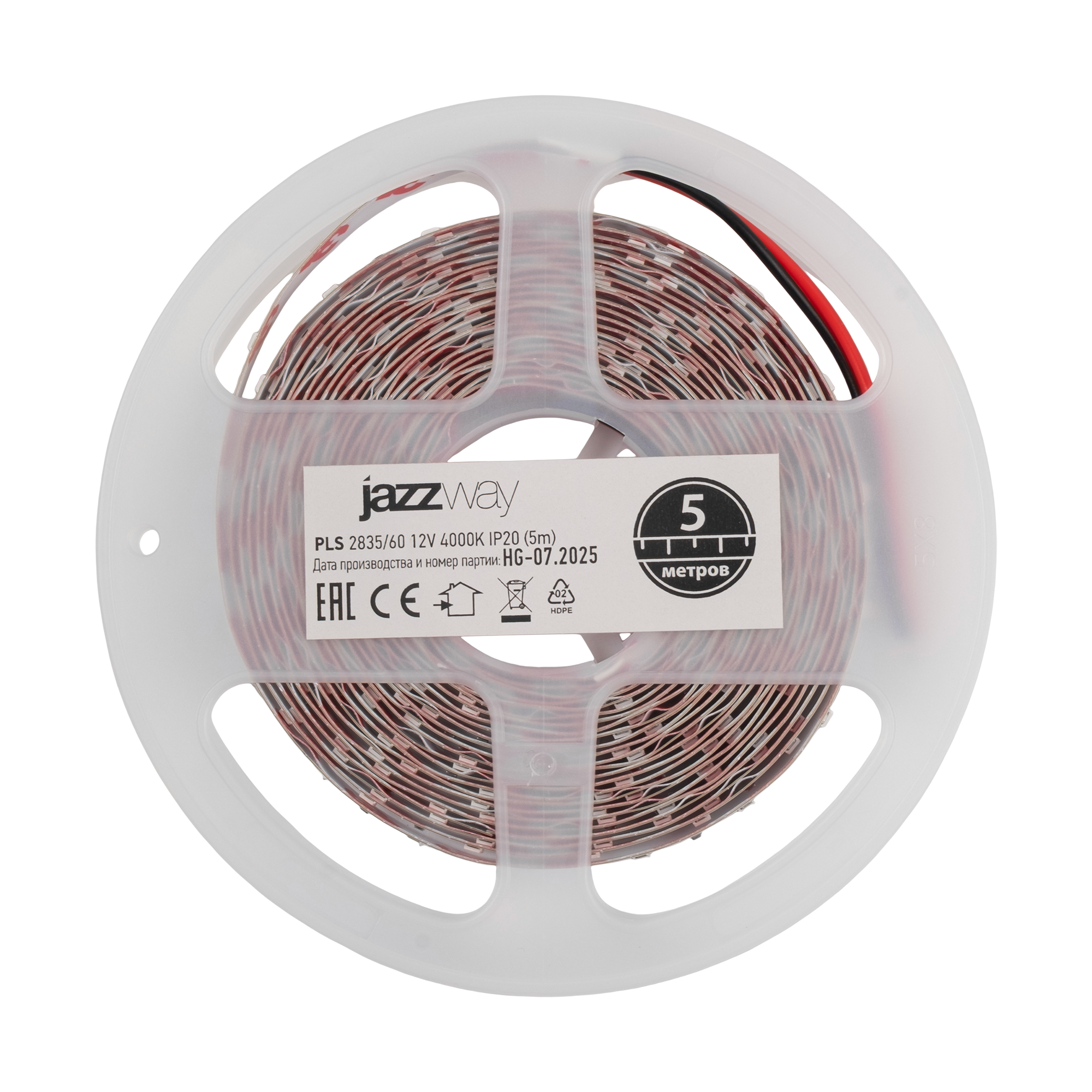 Лента светодиодная 6Вт/м 12В 4000К белый IP20 60 LED/м 5м JazzWay