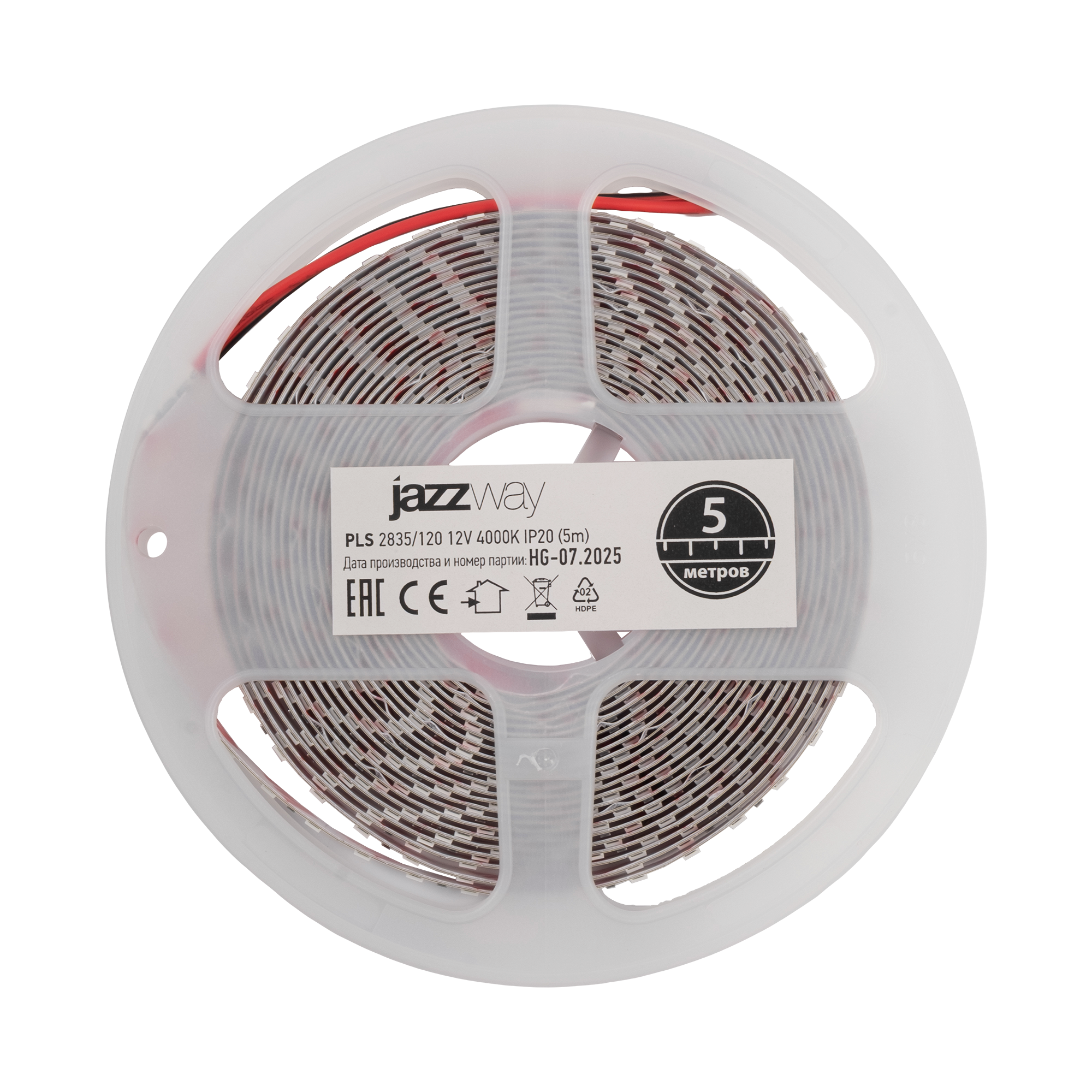 Лента светодиодная 12Вт/м 12В 4000К белый IP20 120 LED/м 5м JazzWay